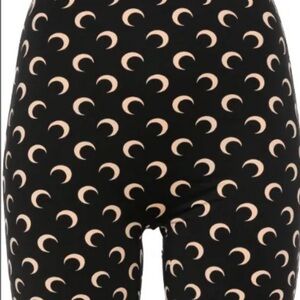 Marine Serre Black and Cream Crescent Moon Bike Shorts
